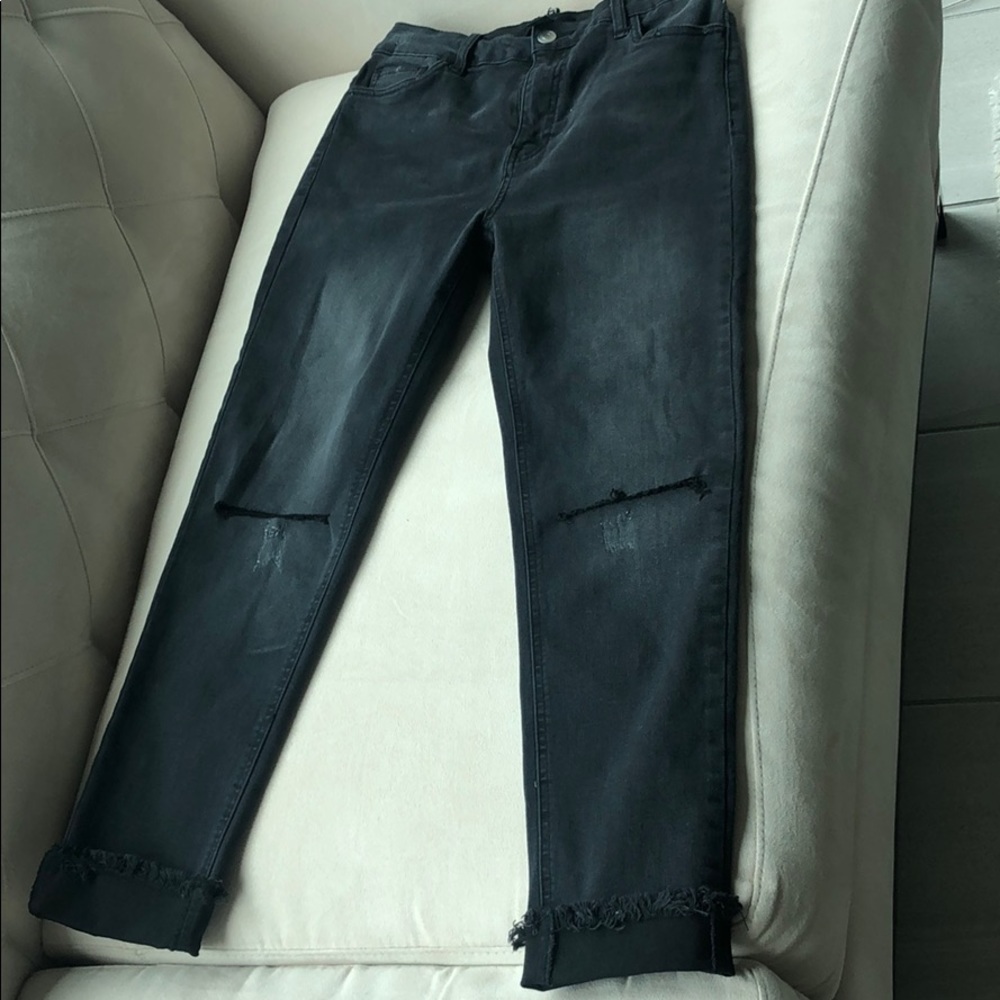 Forever 21 high waisted distressed gray jeans
